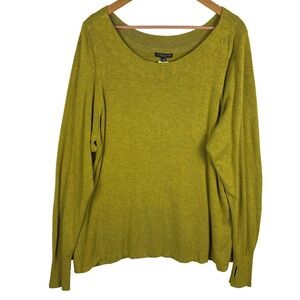 Eileen Fisher Women Long Sleeve Knit Tunic Top 3X Green Casual Comfort Everyday